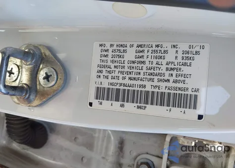 2010 Honda Accord 3.5 Ex-L из США, поврежденный, VIN 1HGCP3F84AA011958